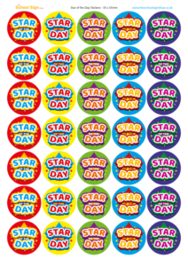 Star of the Day Sticker Sheet Pack - Vinyl Stickers for Schools