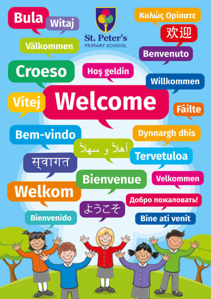 Multi-language Welcome Sign Portrait - Languages Sign for Schools