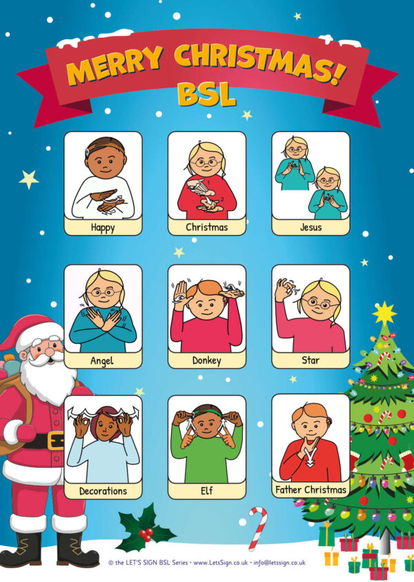 BSL Merry Christmas Set 2 Sign for Schools