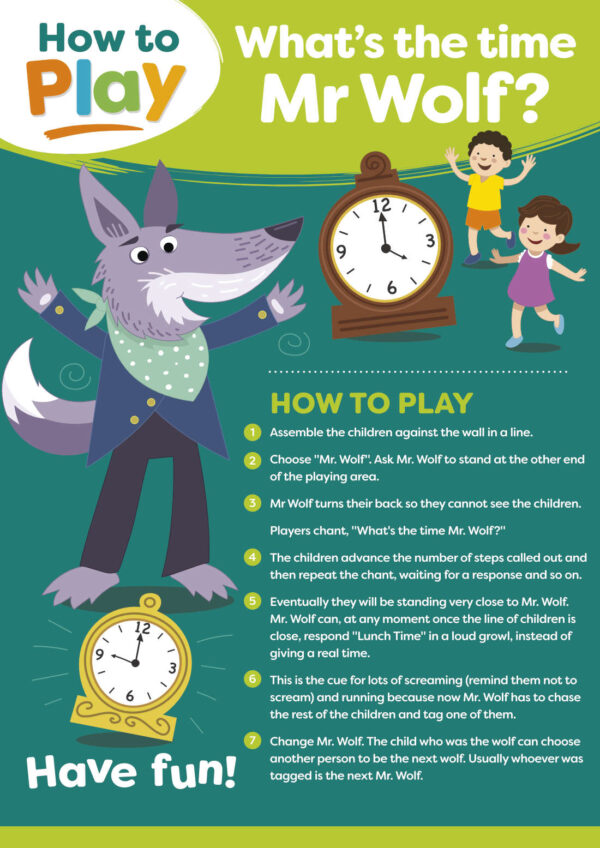 How to Play What's the Time Mr. Wolf Sign for Schools